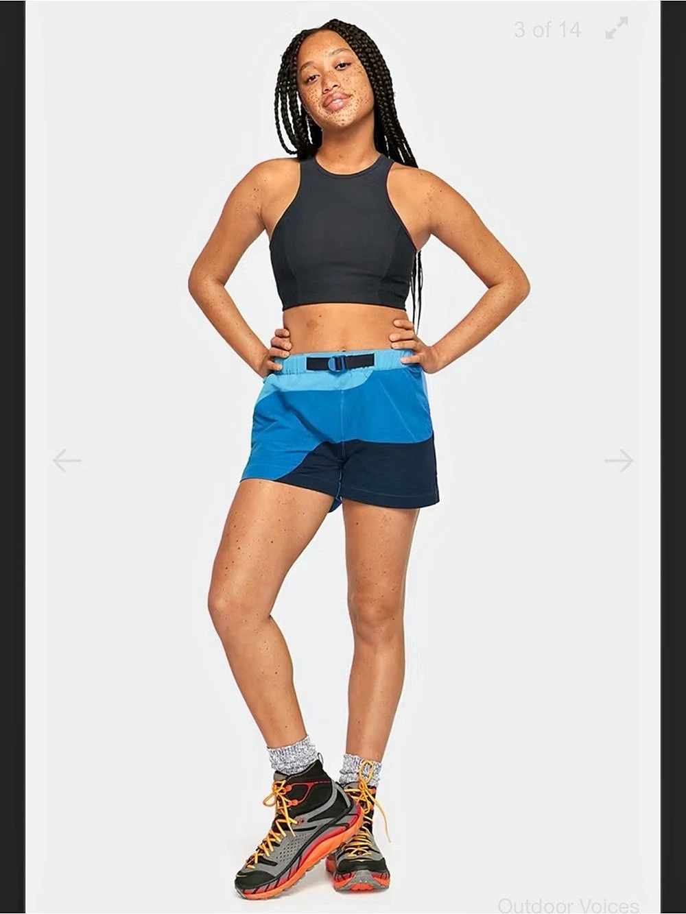 Outdoor Voices RecTrek Color Block Shorts Blue & Navy